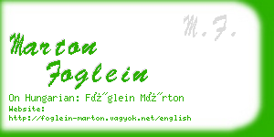 marton foglein business card